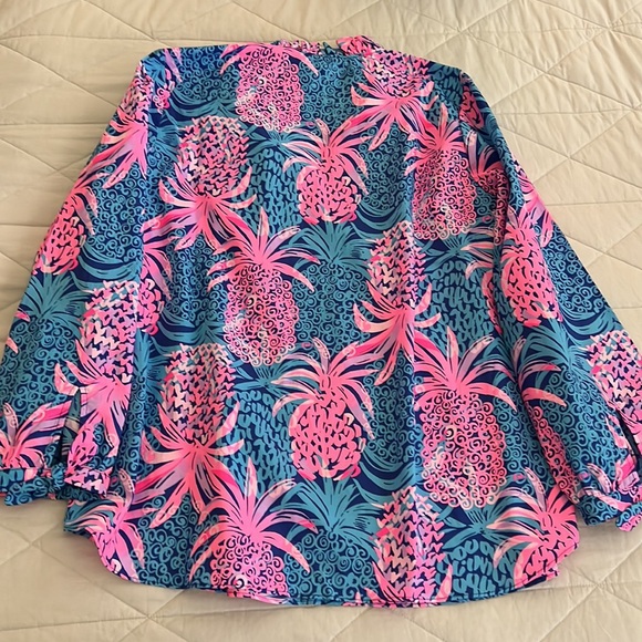 Lilly Pulitzer Sherida Top Borealis Blue Tropic Down Low medium NWT - Picture 10 of 15